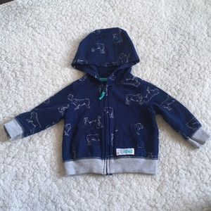 Carters Blue Bulldog zip up hooded sweater 6 month